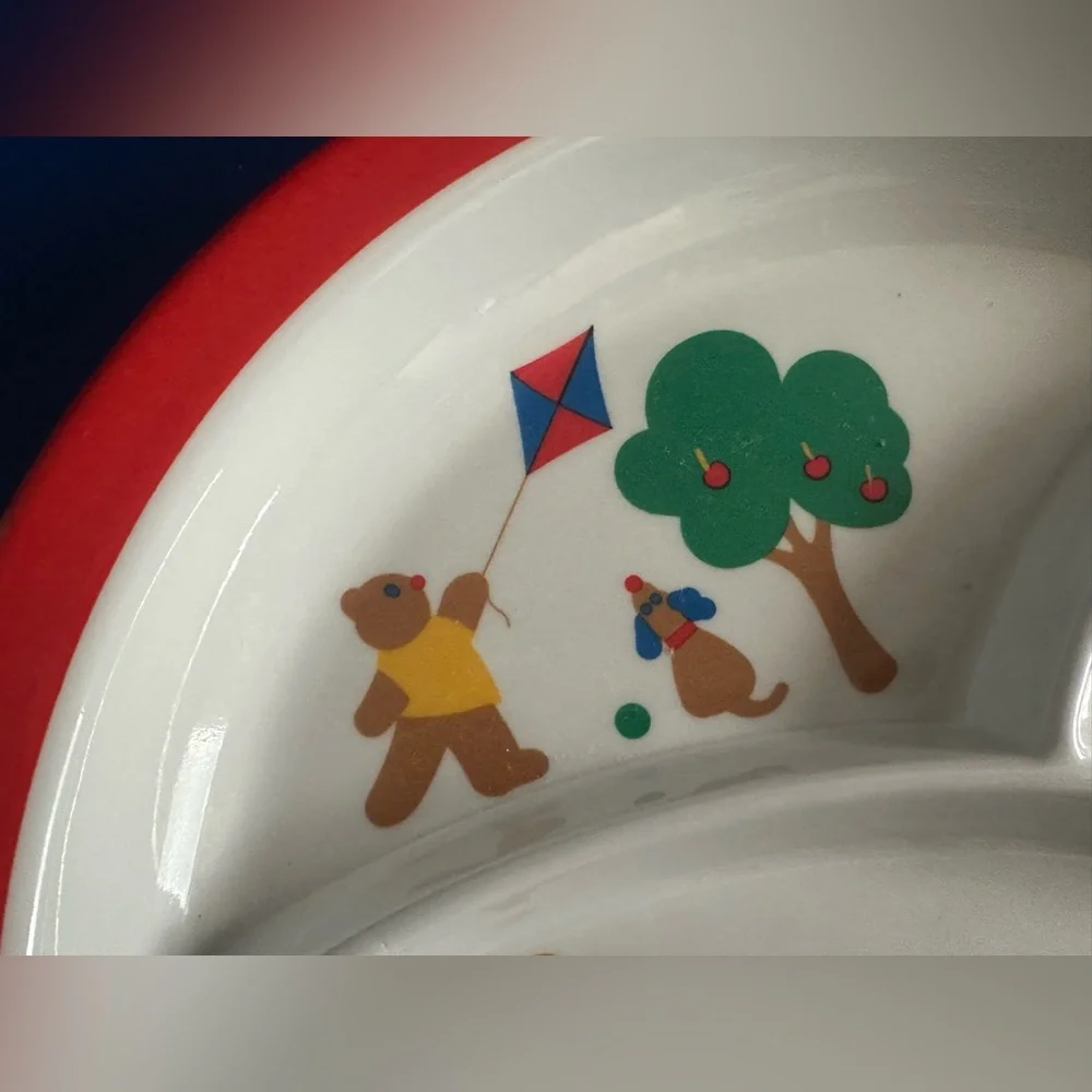 Vintage Mervyn’s 1987 Melamine Child’s divided dinner plate Bears girls boys - Picture 7 of 7